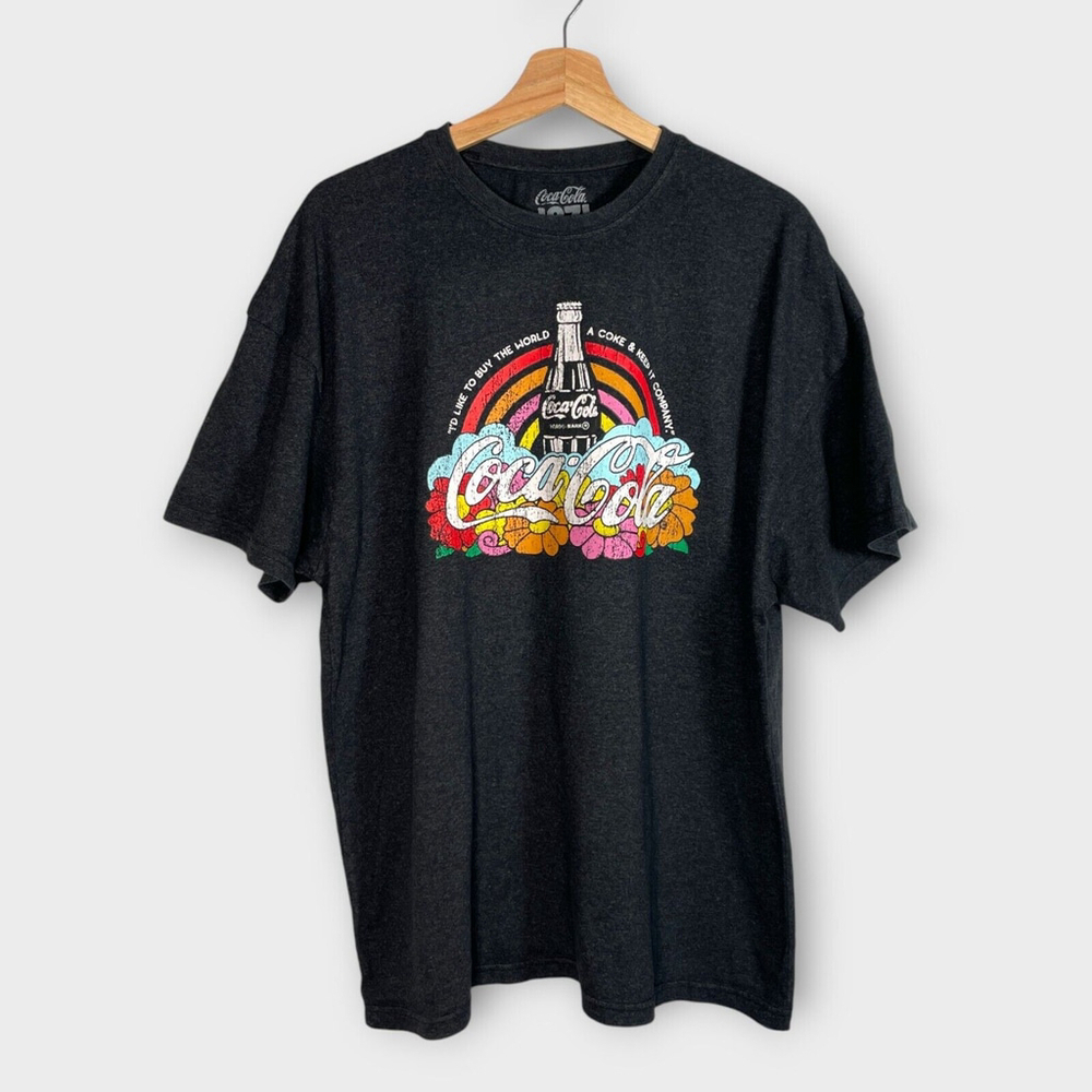 🦜 Coca-Cola T-Shirt 1971 OS One Size The Unity Collection Gray Rainbow Retro